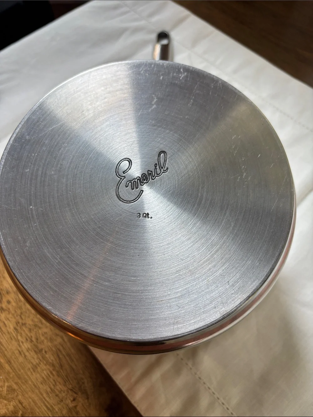 Vintage Emeril Lagasse 3 Qt Stainless Steel Saucepan Pot, Copper Core Base